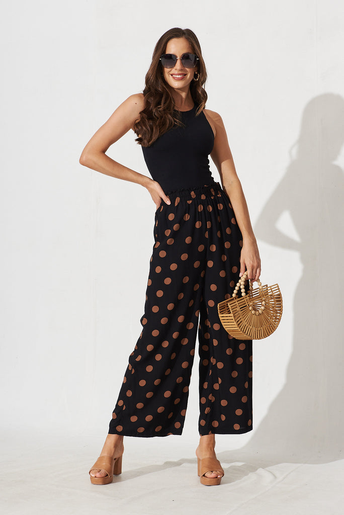 Julissa Pant In Black With Brown Spot - full length