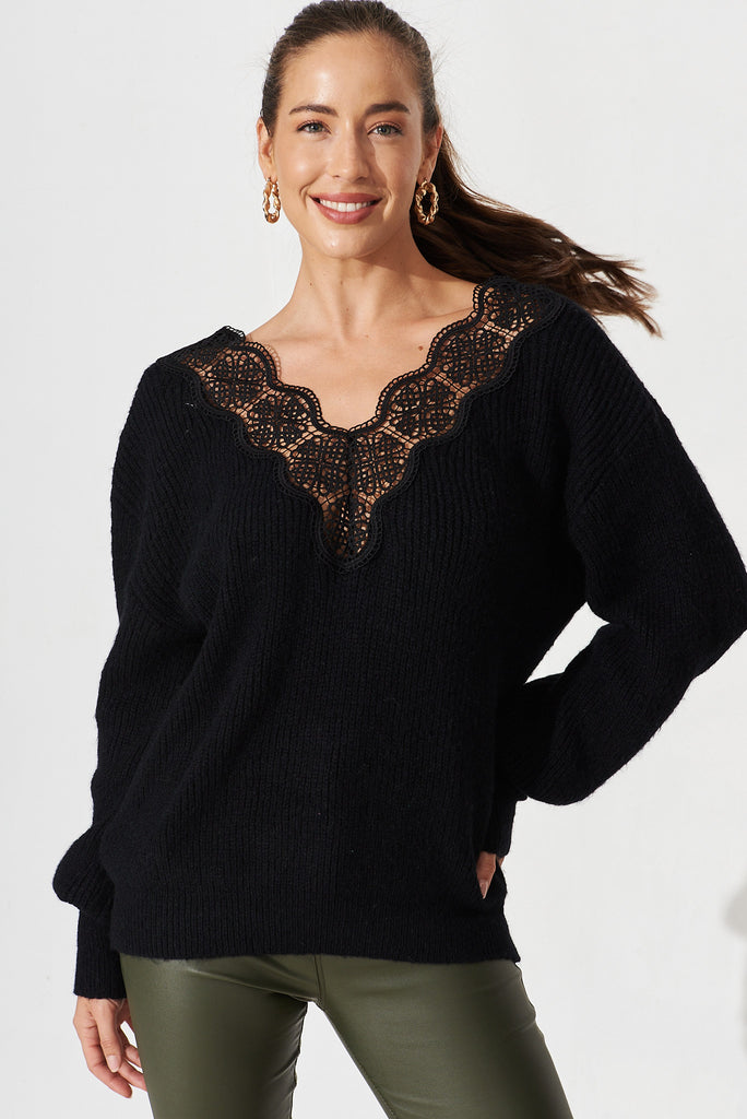 Chadwell Knit In Black Wool Blend - front