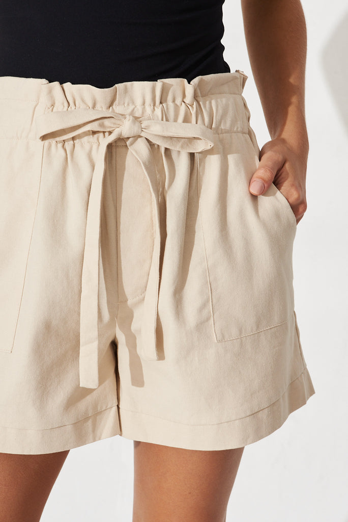 Huskisson Shorts In Beige Linen Blend - detail