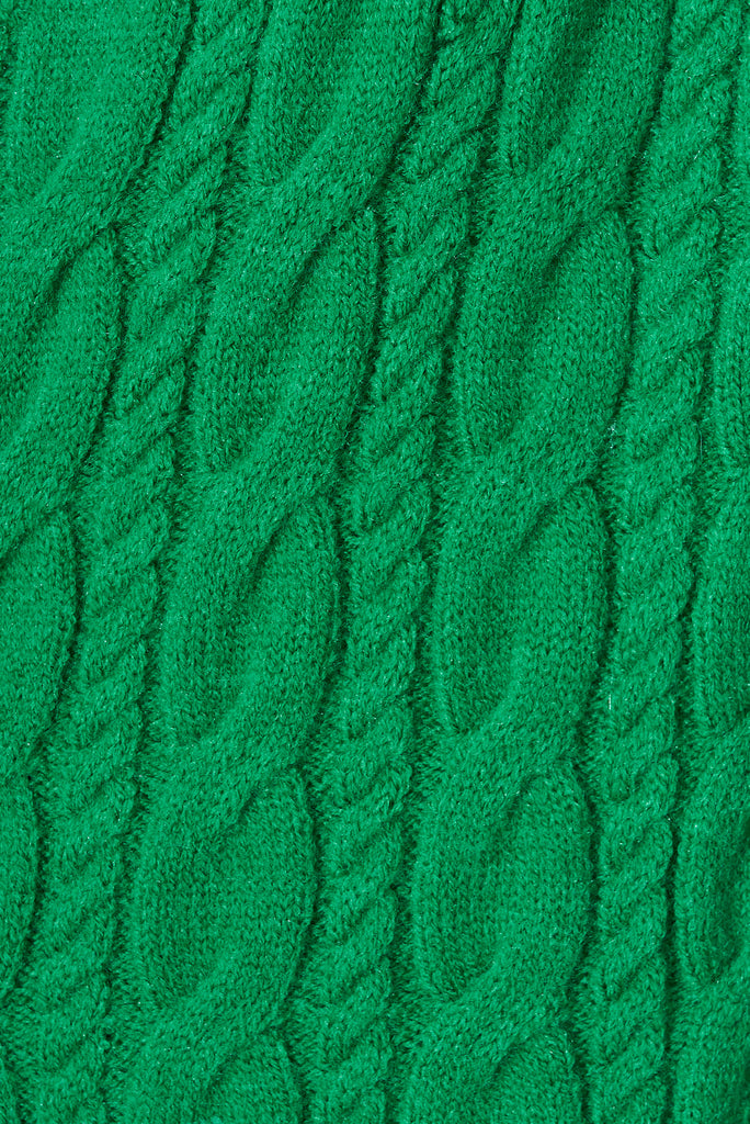 Aberdeen Knit Cardigan In Green Wool Blend - fabric