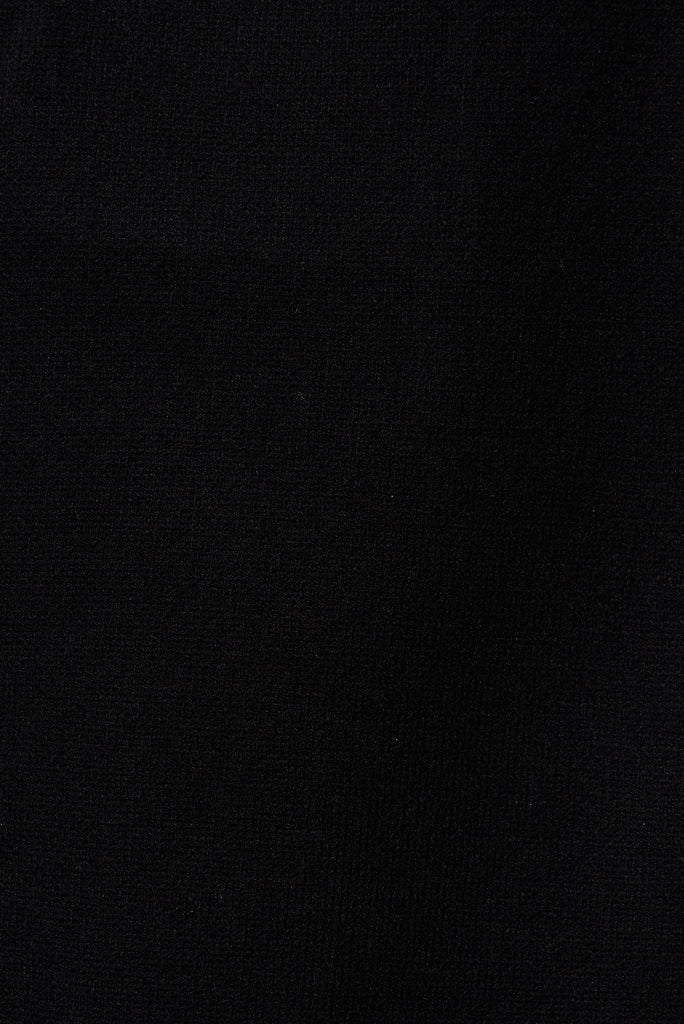 Leagrave Knit Hood Cardigan In Black Wool Blend - fabric