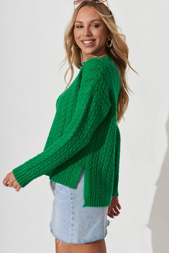 Elstow Knit In Emerald Wool Blend - side