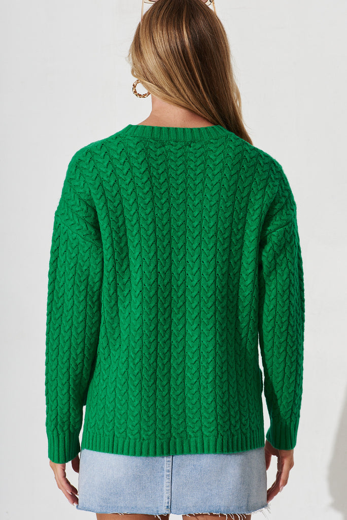 Elstow Knit In Emerald Wool Blend - back