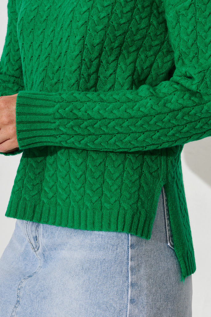 Elstow Knit In Emerald Wool Blend - detail