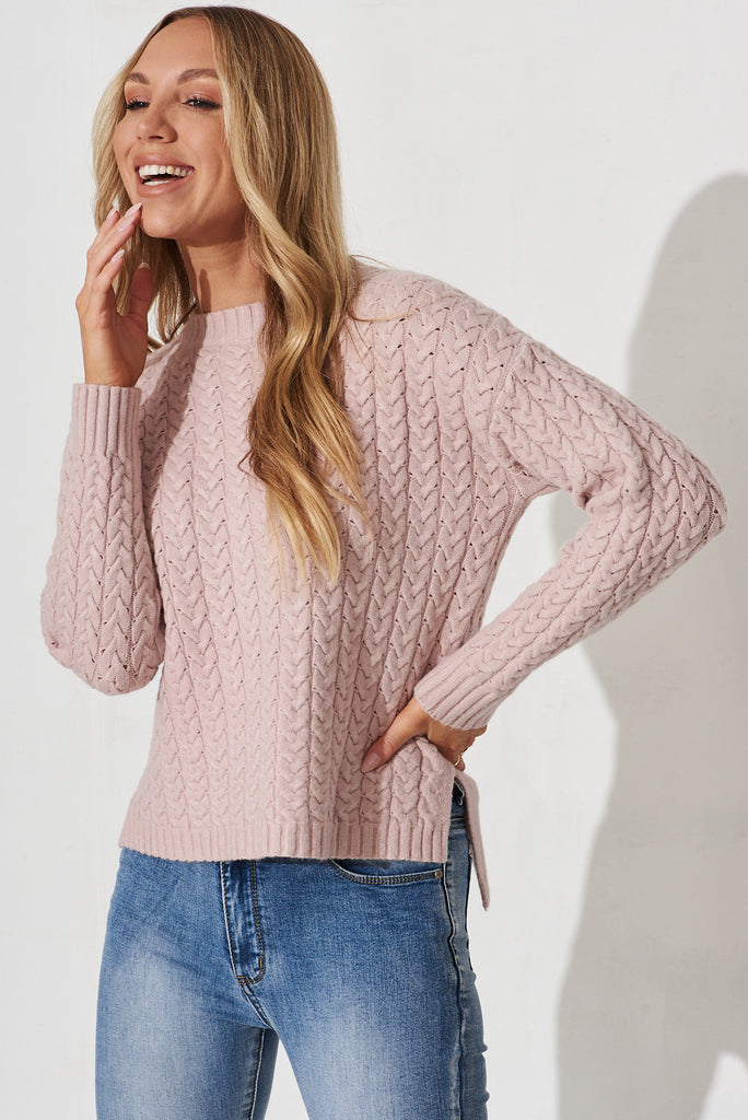 Elstow Knit In Mauve Wool Blend - front