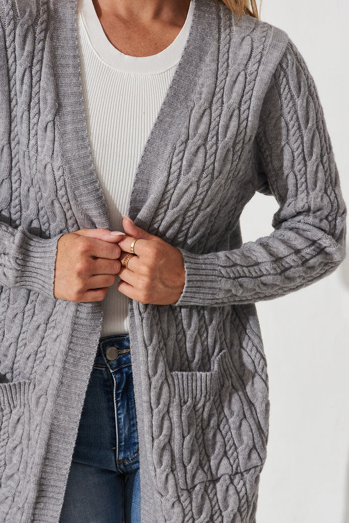 Goldington Knit Cardigan In Grey Wool Blend - detail