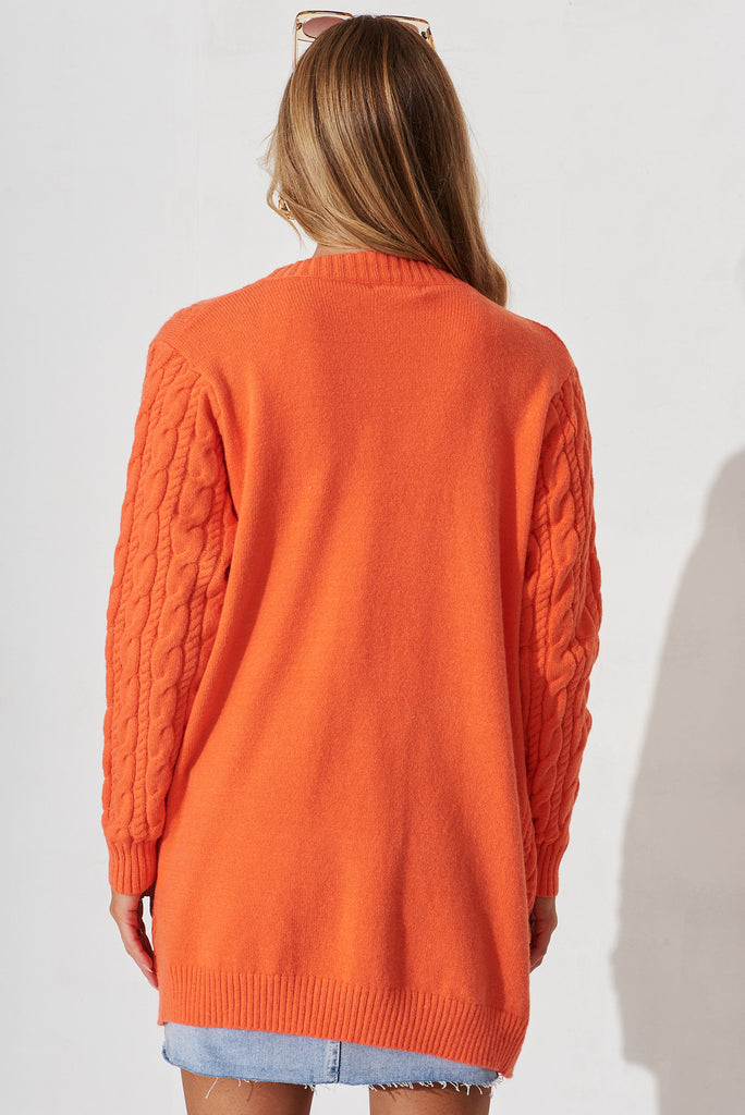 Goldington Knit Cardigan In Tangerine Wool Blend - back
