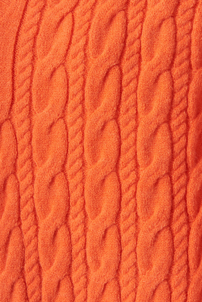 Goldington Knit Cardigan In Tangerine Wool Blend - fabric