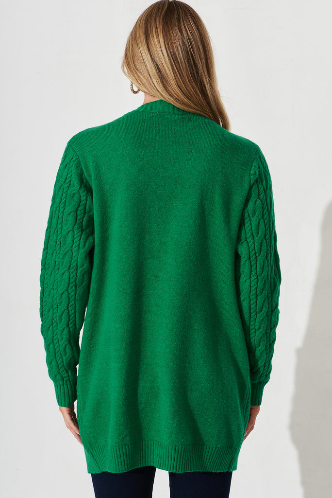 Goldington Knit Cardigan In Green Wool Blend - back