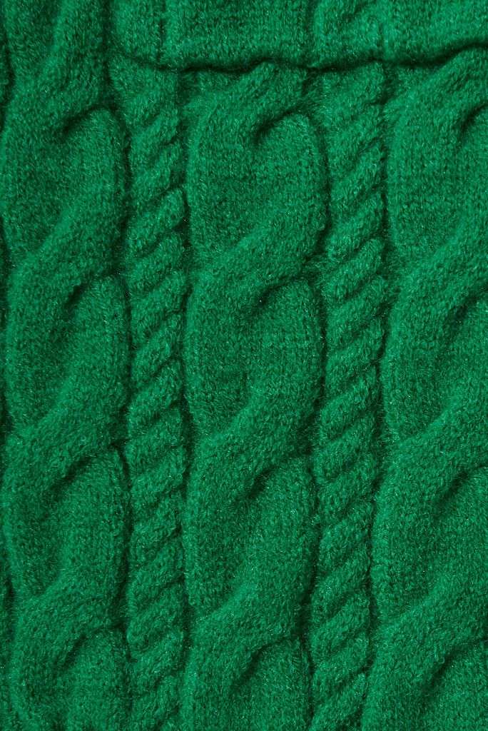 Goldington Knit Cardigan In Green Wool Blend - fabric