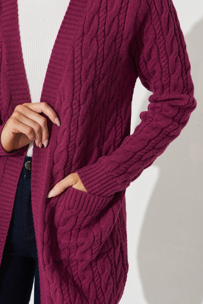 Goldington Knit Cardigan In Purple Wool Blend - detail