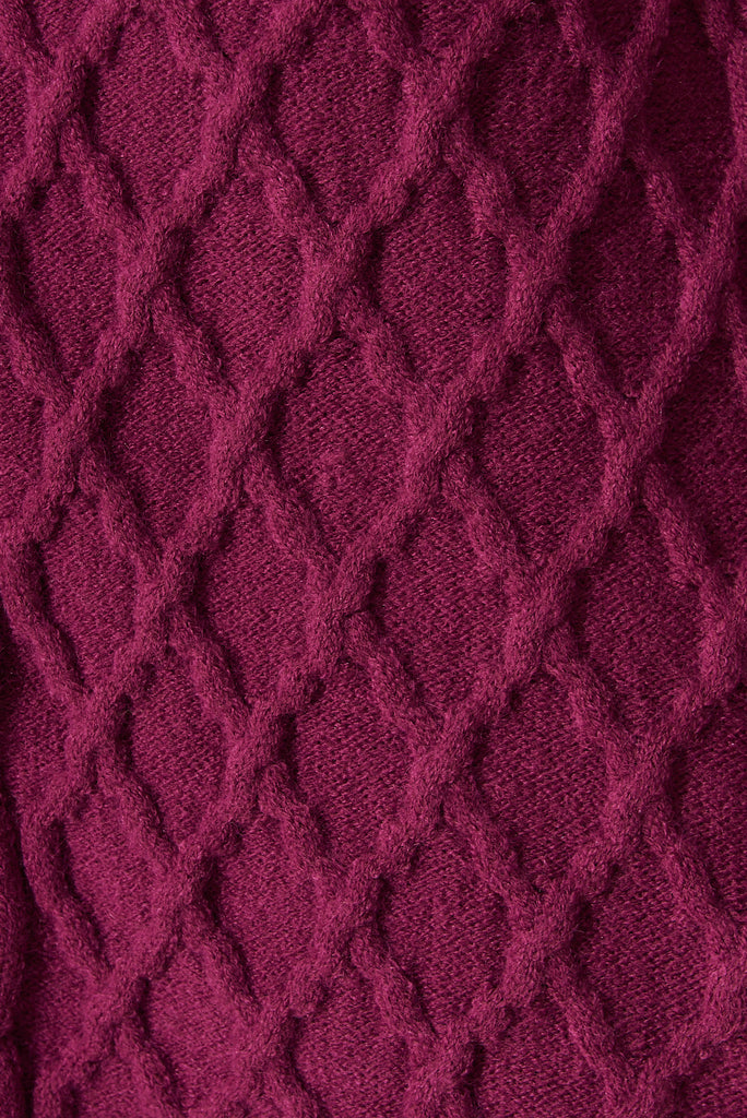 Okina Knit Cardigan In Magenta Wool Blend - fabric