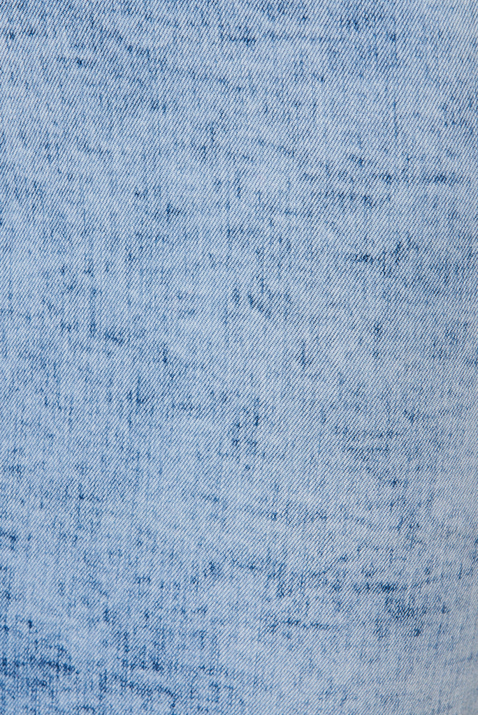 Sadie Denim Skirt in Acid Washed Blue - fabric