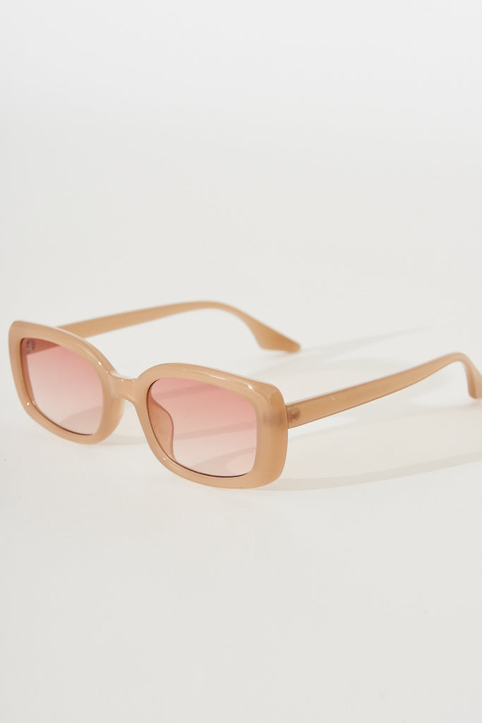 August + Delilah Portia Rectangular Sunglasses In Latte Brown - side