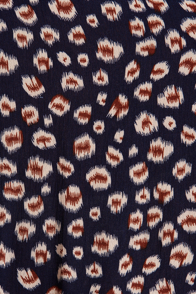 Abbotsford Midi Smock Dress In Navy With Leopard Print St Frock