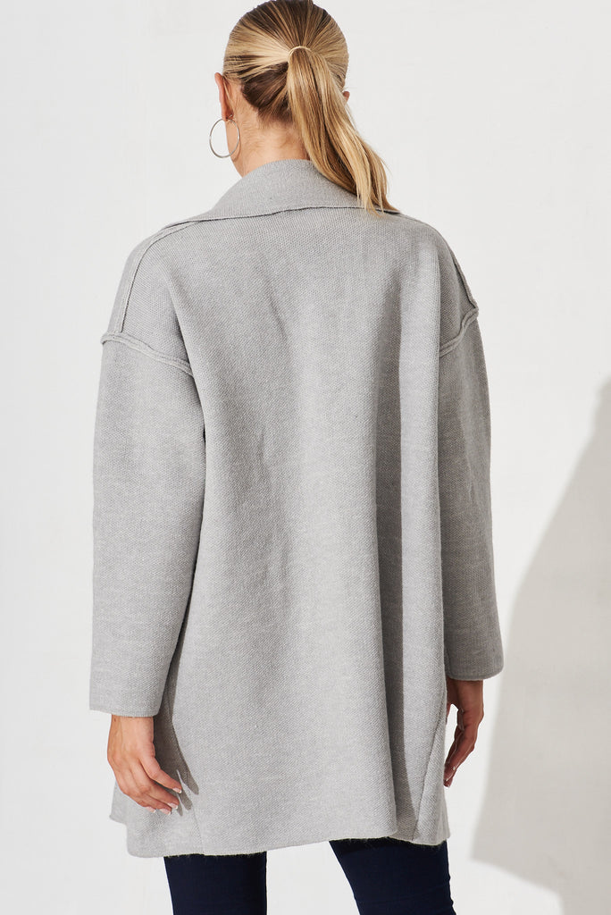 Marseille Knit Coatigan In Grey Wool Blend - back