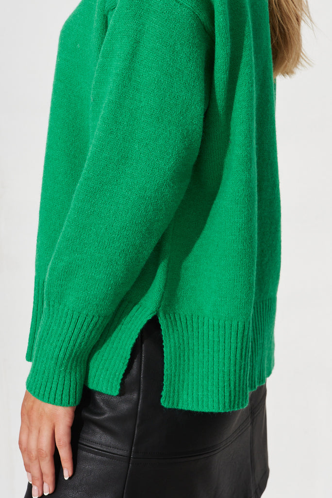 Gracelynn Knit In Green Wool Blend - detail