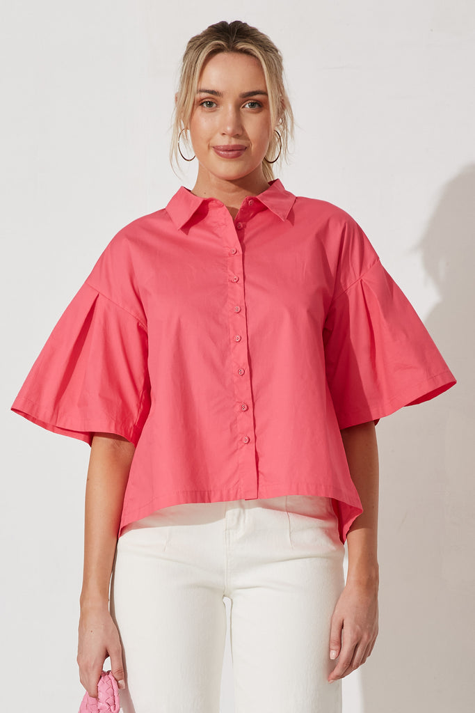 Wisteria Shirt In Hot Pink Cotton - front