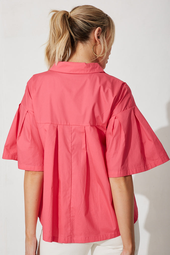 Wisteria Shirt In Hot Pink Cotton - back