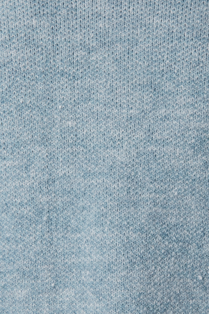Marseille Knit Coatigan In Light Blue Wool Blend - fabric
