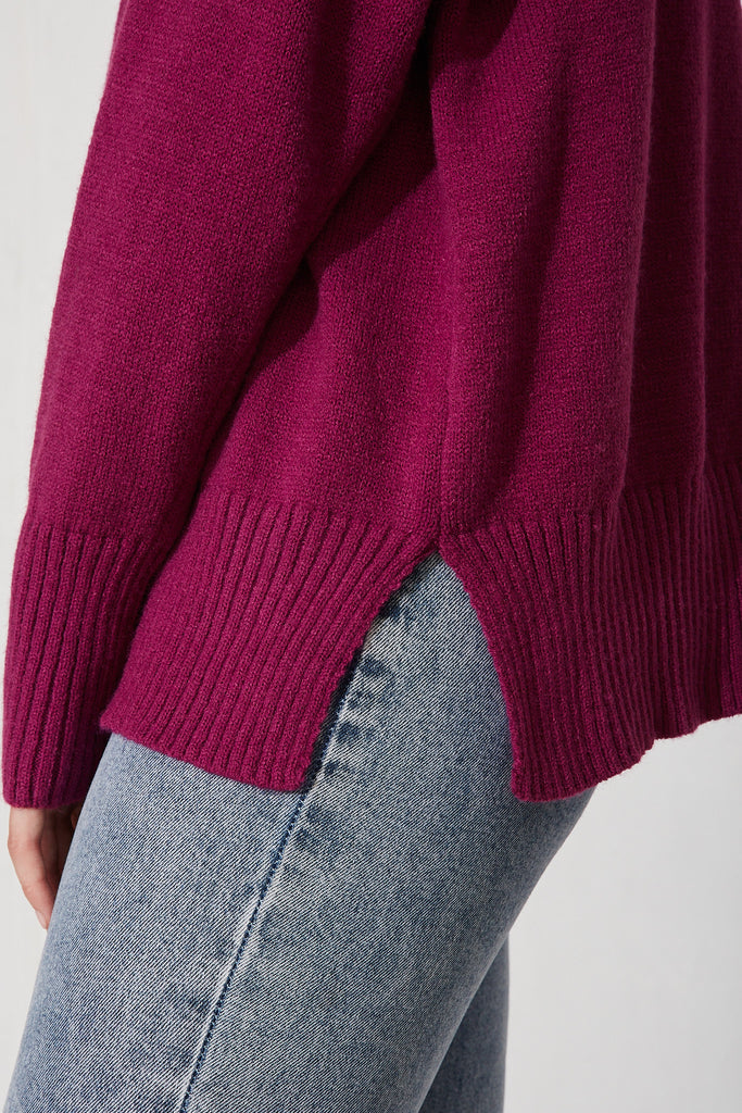 Gracelynn Knit In Magenta Wool Blend - detail