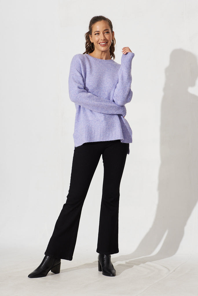 Antonella Knit In Purple Marle Wool Blend - full length