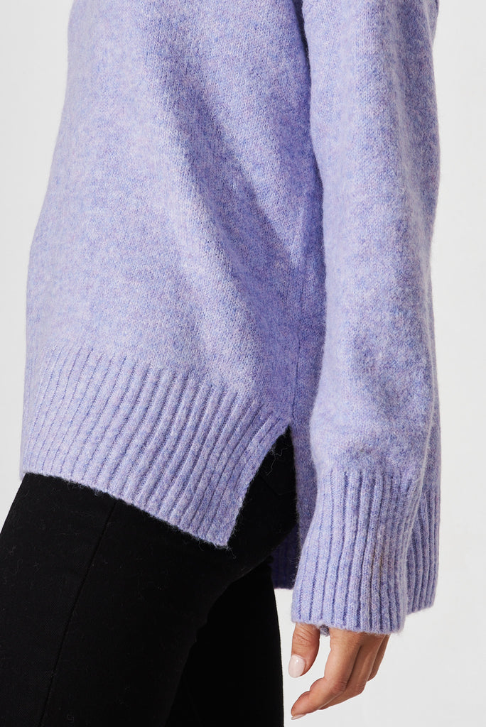 Antonella Knit In Purple Marle Wool Blend - detail