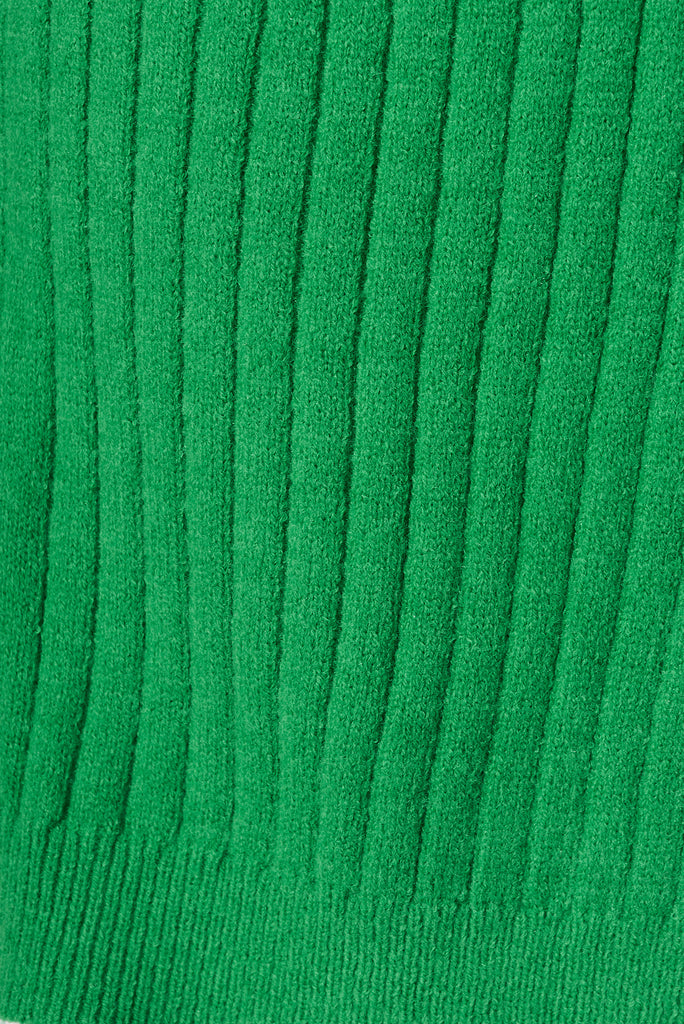 Kingsdene Knit Cardigan In Green Wool Blend - fabric