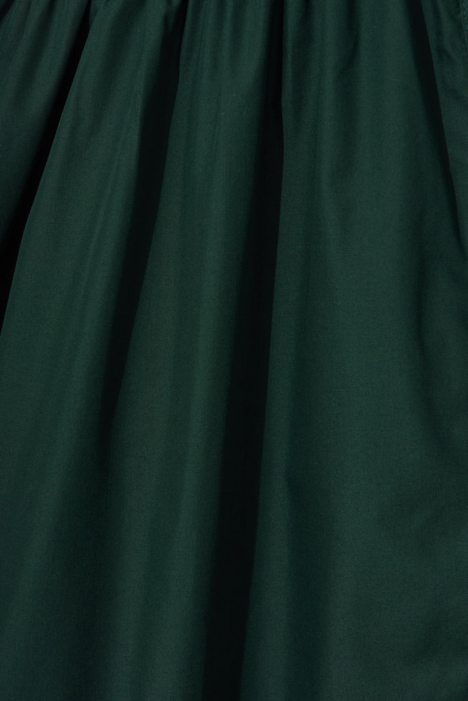 Marie Midi Shirt Dress In Emerald Cotton - fabric