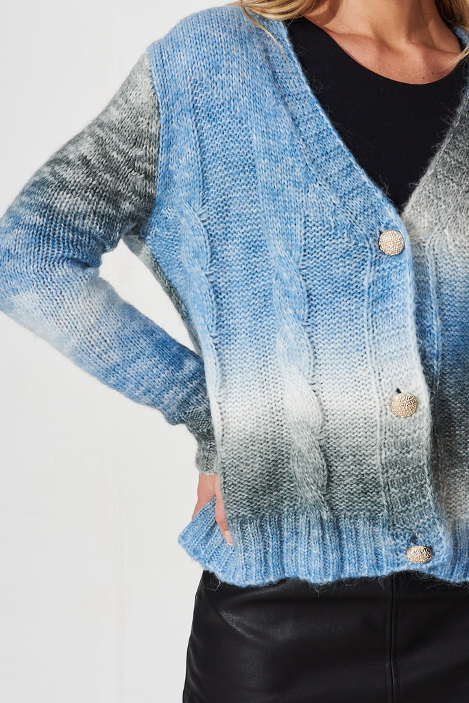 Bluestar Knit Cardigan In Grey Wool Blend - detail