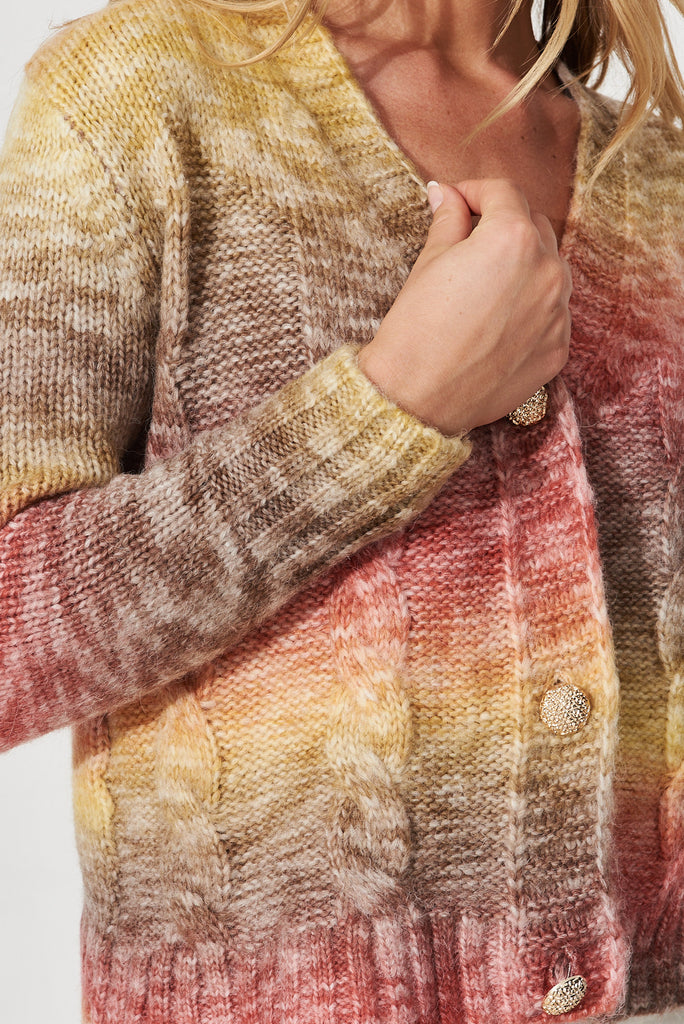 Bluestar Knit Cardigan In Rust Wool Blend - detail