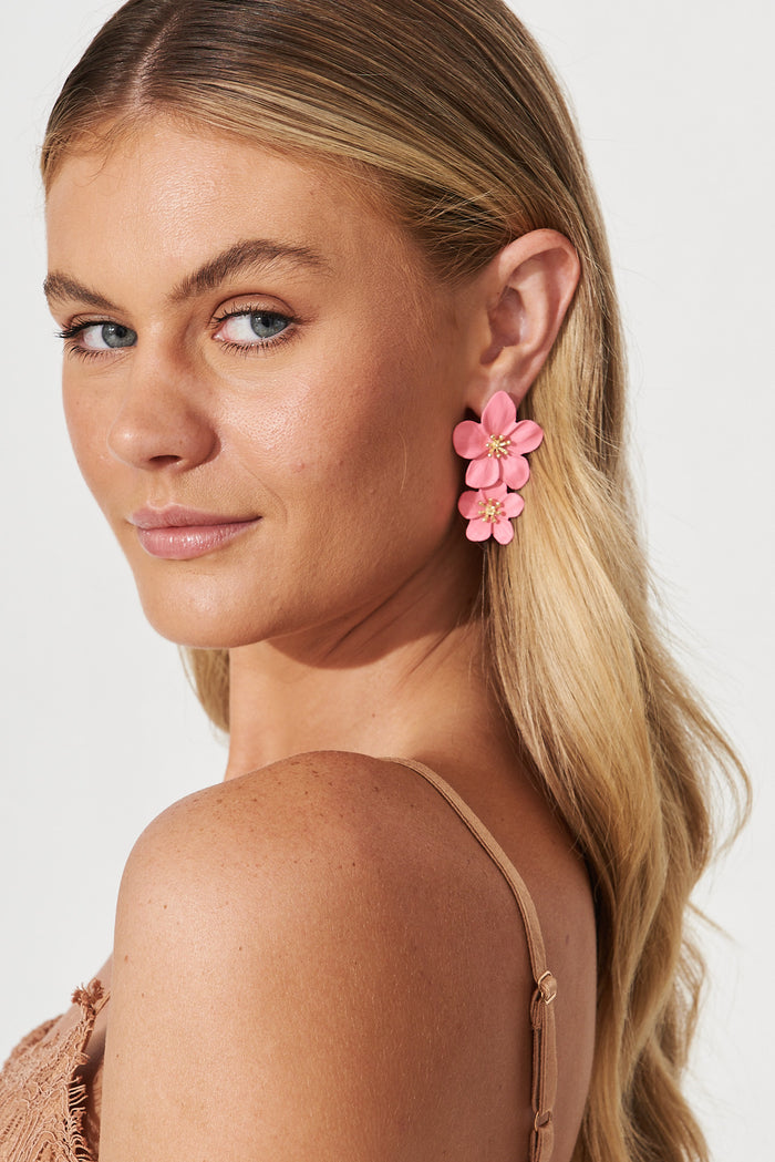 August + Delilah Nimes Drop Earrings In Pink - side