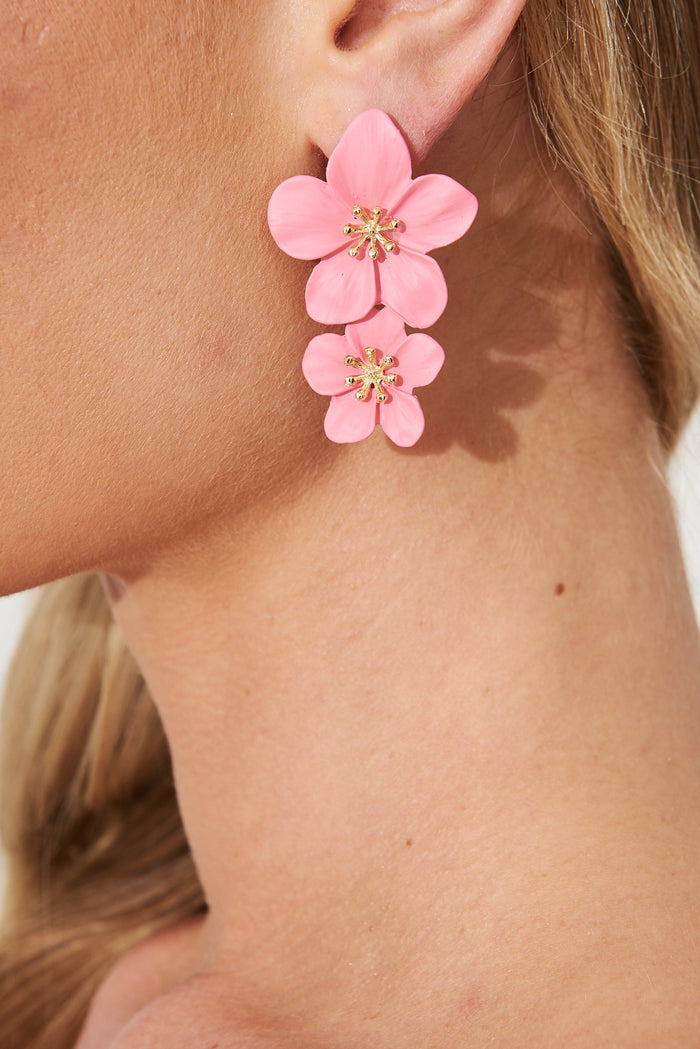 August + Delilah Nimes Drop Earrings In Pink - detail