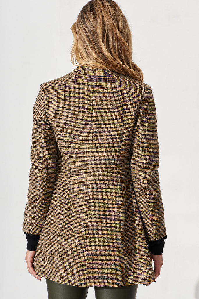 Forli Coat In Brown Check - back