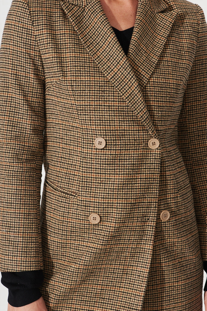 Forli Coat In Brown Check - detail