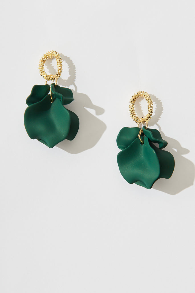 August + Delilah Gallant Earrings In Emerald Green - full length