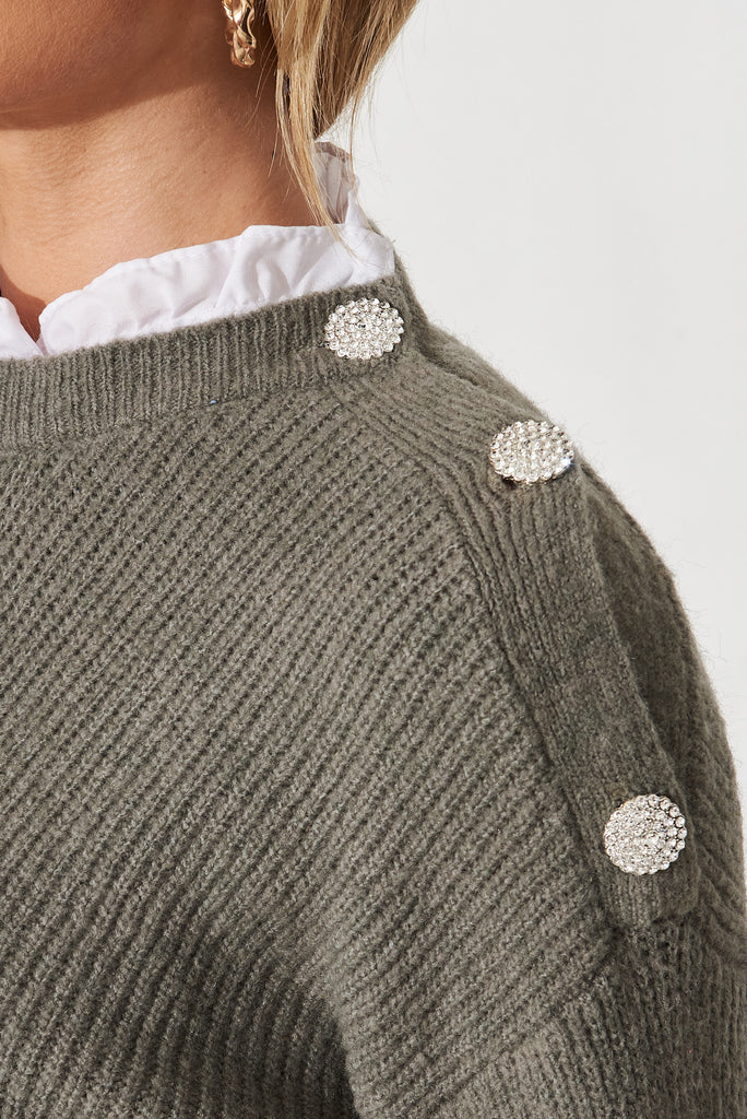 Seville Knit In Grey Wool Blend - detail