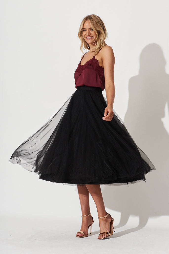 Wannabe Tulle Skirt In Black - full length
