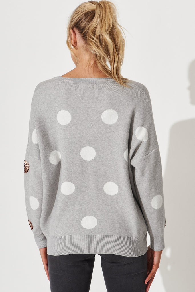 Almeria Knit In Grey With Sequin Spot Wool Blend - back