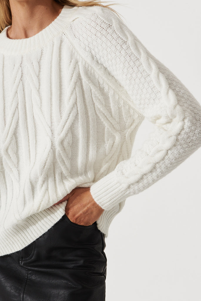Elba Knit In Beige Wool Blend - detail