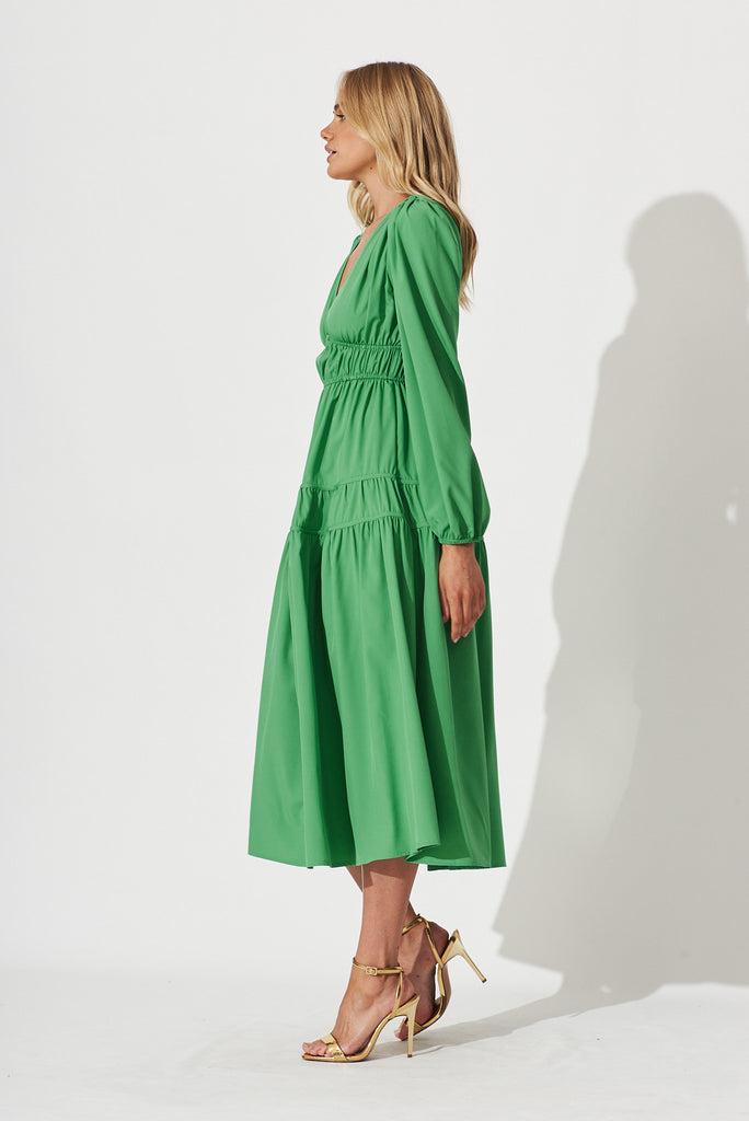 Blossom Midi Dress In Green - side