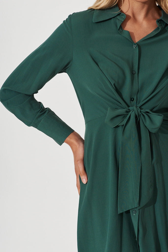 Begonia Shirt Dress In Teal Green - detail