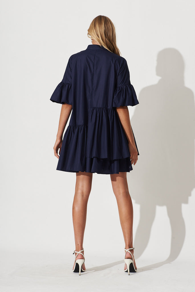 Blaire Shirt Dress In Navy - back