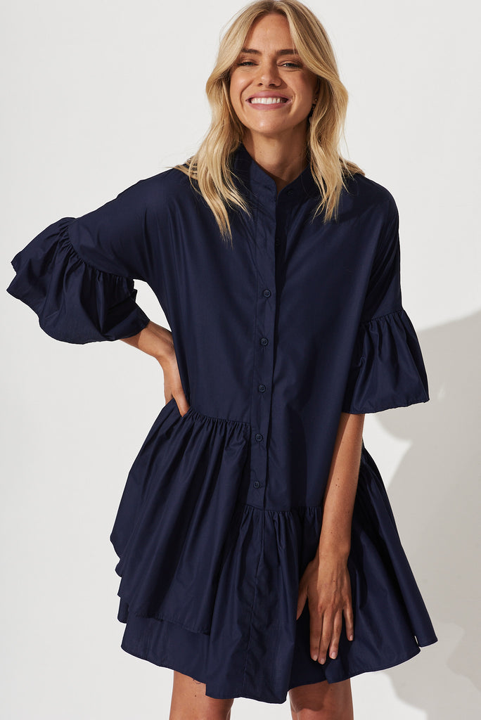 Blaire Shirt Dress In Navy - front