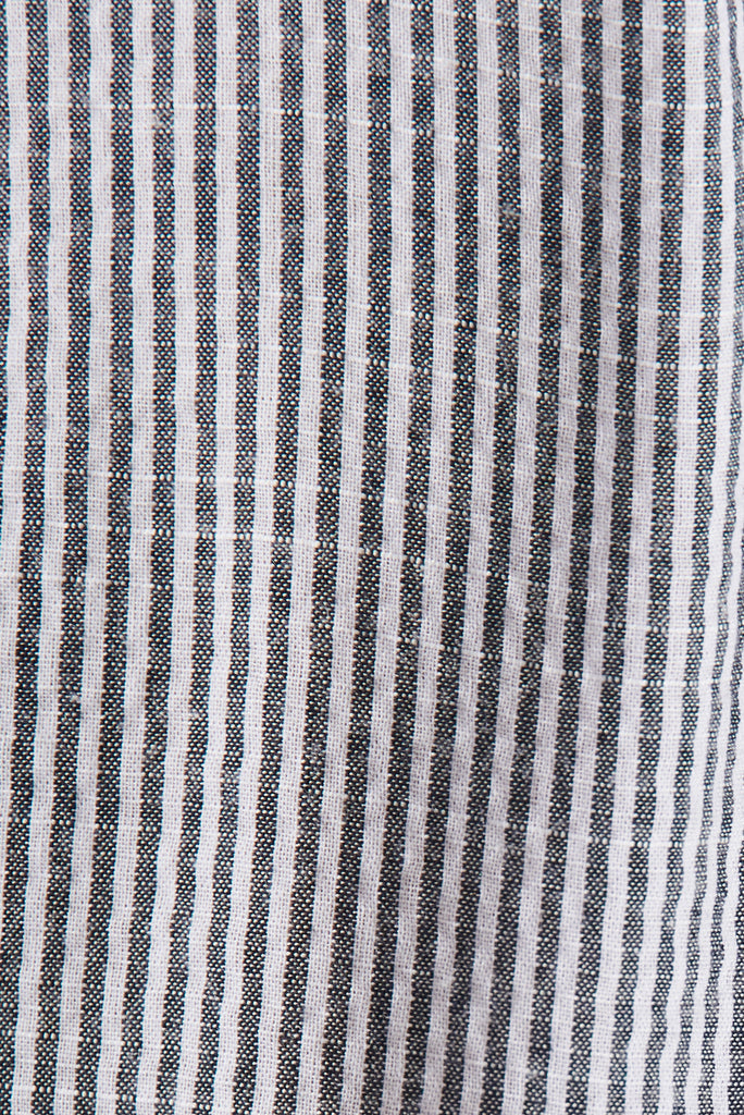 Aine Shirt Dress In Grey Stripe Cotton - fabric