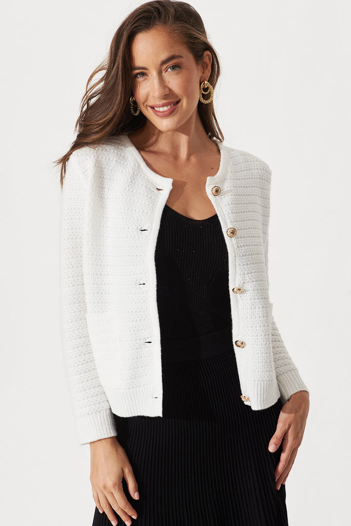 Cartagena Knit Jacket In White - front