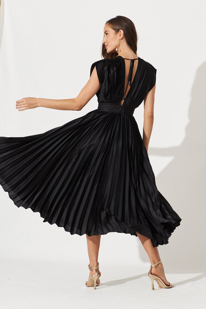 mairee black satin pleated midi dress Discover 21 Pleated dress and pleated satin midi dress ideas