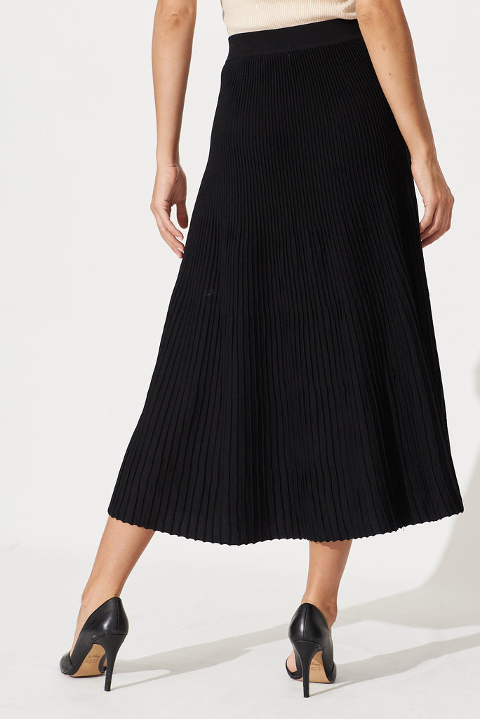 Honeycup Knit Skirt In Black Cotton Blend - back