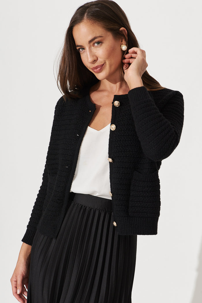 Cartagena Knit Jacket In Black - front