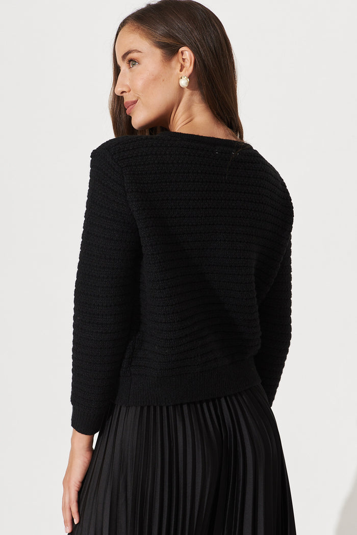 Cartagena Knit Jacket In Black - back